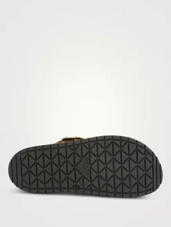 Pony Hair Slide Sandals In Leopard Print