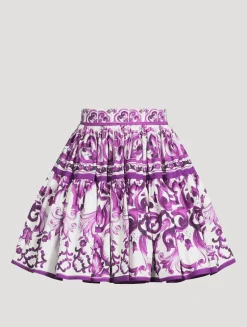 Poplin Mini Skirt In Majolica Print