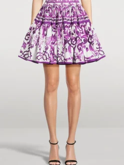 Poplin Mini Skirt In Majolica Print