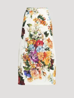 Poplin Skirt In Flower Bouquet Print