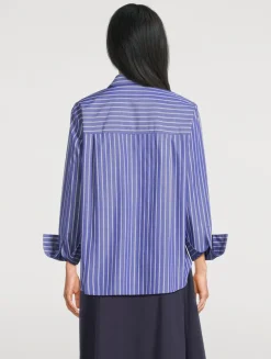 Poplin Tunic Shirt In Stripe Print