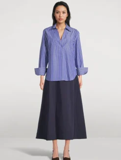 Poplin Tunic Shirt In Stripe Print
