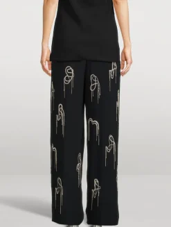 Porter Embellished Wide-Leg Trousers
