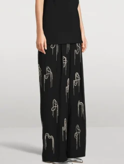 Porter Embellished Wide-Leg Trousers