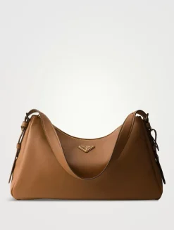 Prada Aimée Large Leather Shoulder Bag