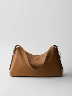 Prada Aimée Large Leather Shoulder Bag