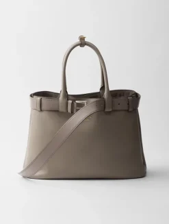 Prada Buckle Large Leather Handbag With Belt