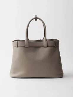 Prada Buckle Large Leather Handbag With Belt