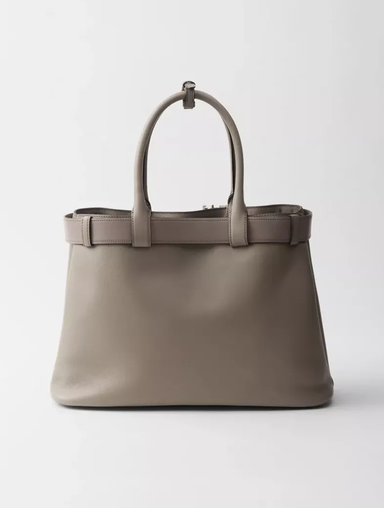 Prada Buckle Large Leather Handbag With Belt