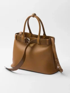 Prada Buckle Large Leather Handbag With Belt