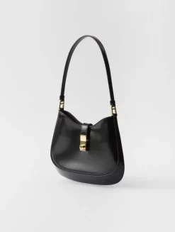 Prada Cleo Brushed Leather Shoulder Bag With Clasp Closure