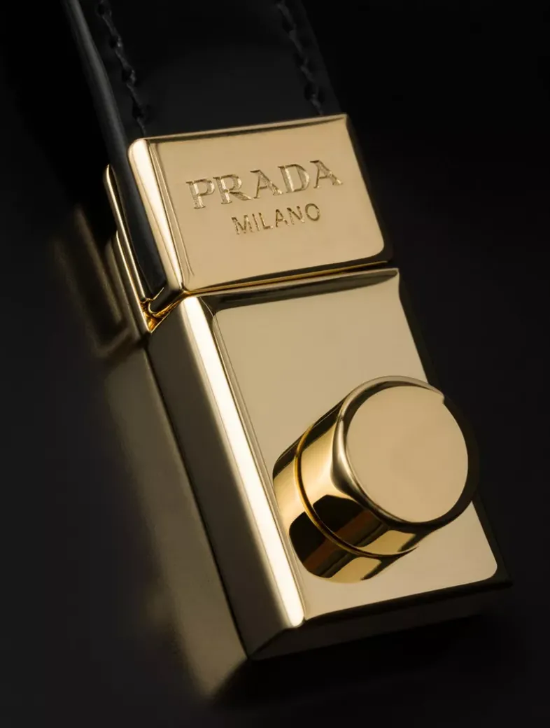 Prada Cleo Brushed Leather Shoulder Bag With Clasp Closure