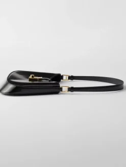 Prada Cleo Brushed Leather Shoulder Bag With Clasp Closure