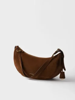 Prada Demi-lune Large Suede Shoulder Bag