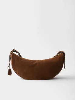 Prada Demi-lune Large Suede Shoulder Bag