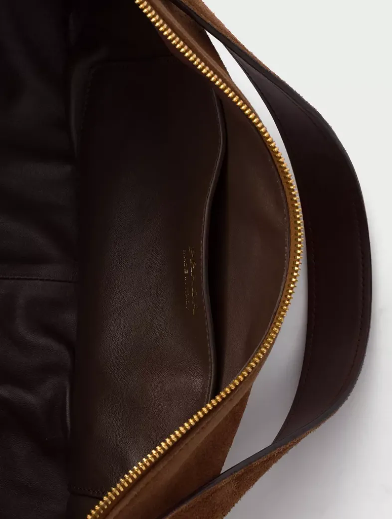 Prada Demi-lune Large Suede Shoulder Bag