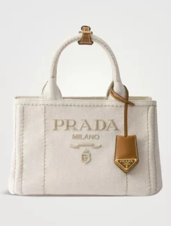 Prada Jardinière Small Linen Blend Handbag