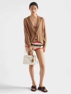 Prada Jardinière Small Linen Blend Handbag