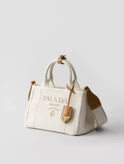 Prada Jardinière Small Linen Blend Handbag