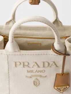Prada Jardinière Small Linen Blend Handbag