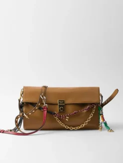 Prada Soft Sound Large Leather Shoulder Bag With Charms