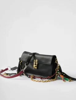 Prada Soft Sound Small Leather Shoulder Bag With Charms
