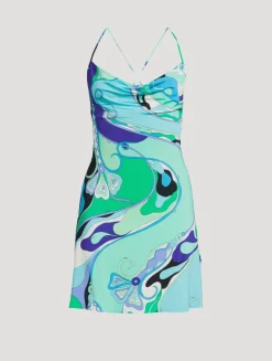 Printed Satin Jersey Mini Dress