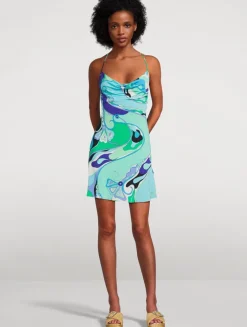 Printed Satin Jersey Mini Dress