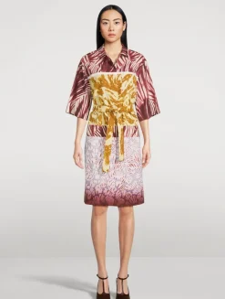 Printed Short-Sleeve Shirt Dress
