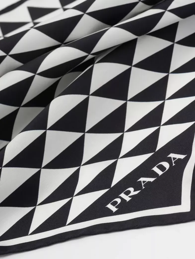 Printed Silk Twill Scarf 55x55