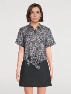 Printed Tie-Front Shirt