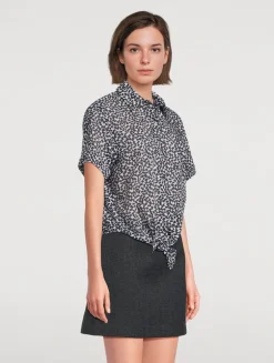 Printed Tie-Front Shirt