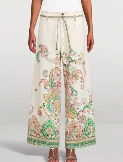 Printed Wide-Leg Jeans