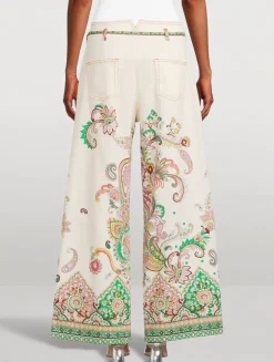 Printed Wide-Leg Jeans