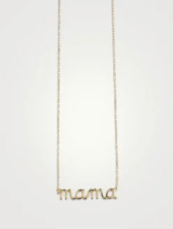 Pure 14K Gold Mama Script Necklace