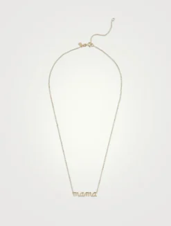 Pure 14K Gold Mama Script Necklace