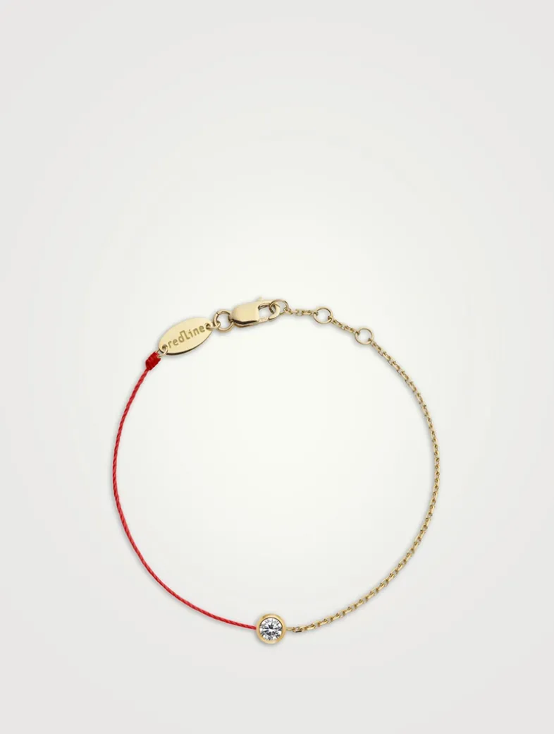 Pure 18K Gold String Chain Bracelet With Diamond