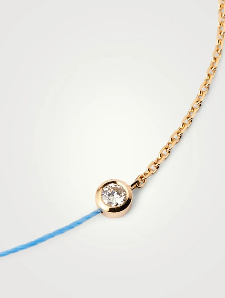 Pure 18K Gold String Chain Bracelet With Diamond