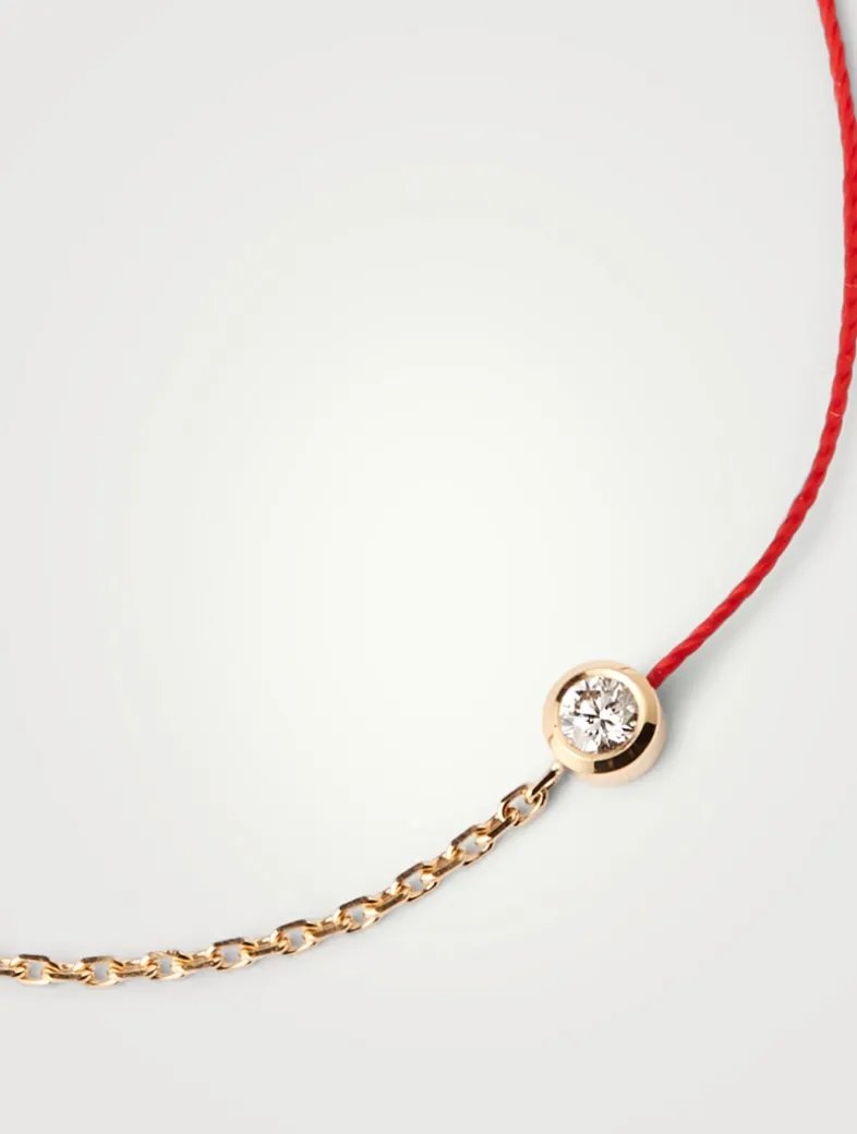 Pure 18K Gold String Chain Bracelet With Diamond