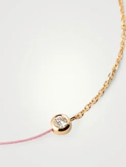 Pure 18K Gold String Chain Bracelet With Diamond