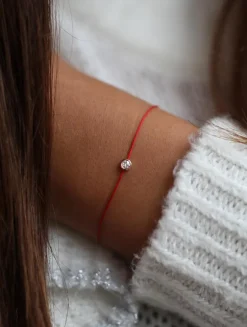 Pure 18K Rose Gold String Bracelet With Diamond