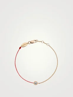 Pure 18K Rose Gold String Chain Bracelet With Diamond