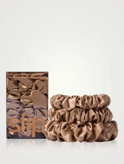 Pure Silk Assorted Scrunchies - Light Brown