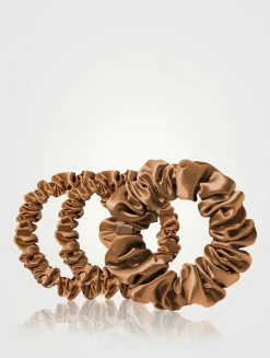 Pure Silk Assorted Scrunchies - Copper