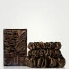 Pure Silk Assorted Scrunchies - Dark Brown