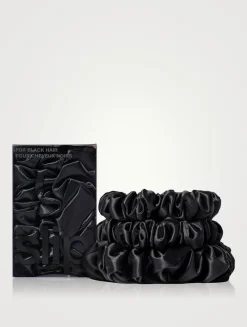 Pure Silk Assorted Scrunchies - Black