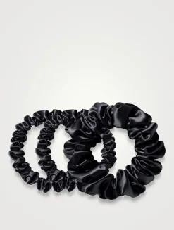 Pure Silk Assorted Scrunchies - Black