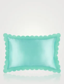 Pure Silk Queen Pillowcase With Scalloped Edge - Turquoise