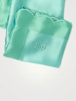 Pure Silk Queen Pillowcase With Scalloped Edge - Turquoise