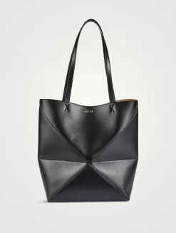 Puzzle Leather Tote Bag